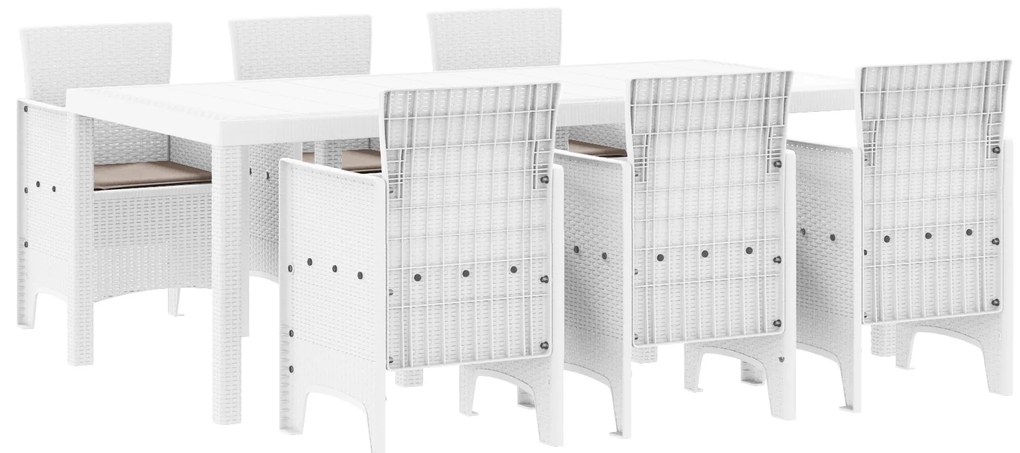 vidaXL Σετ Τραπεζαρίας Κήπου 7 pcs Λευκό 200 x 100 x 73 εκ.