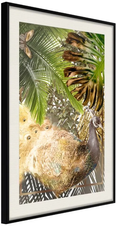 Αφίσα - Fairy-Tale Peacock in the Jungle - 20x30 - Μαύρο - Με πασπαρτού