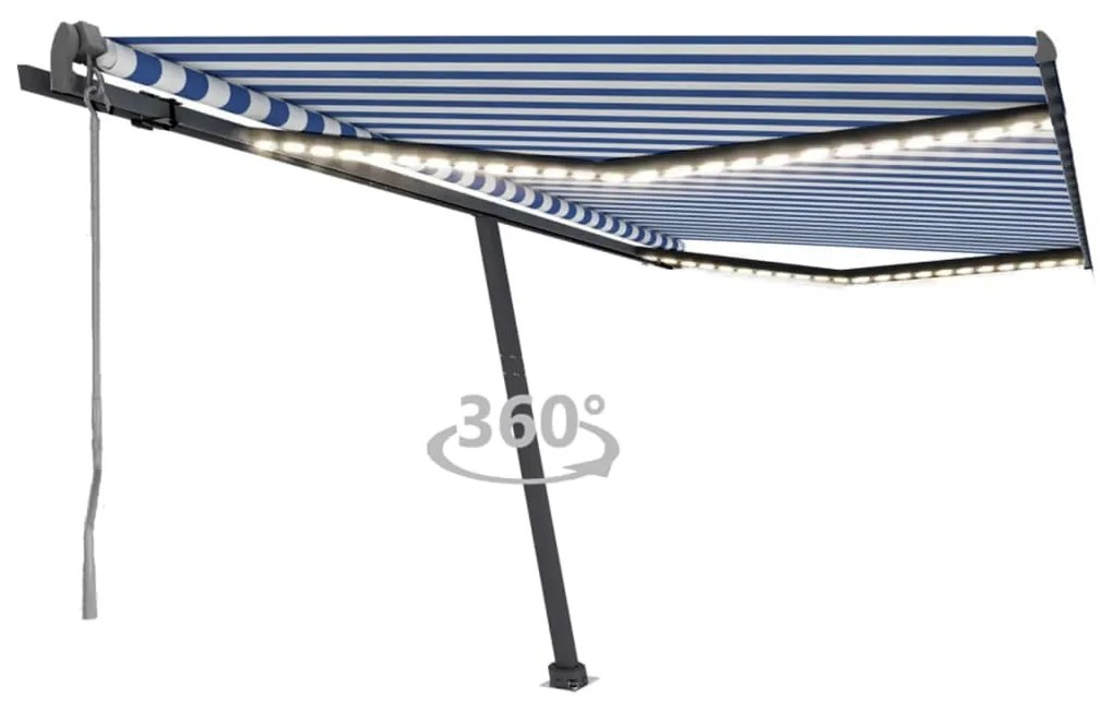 Τέντα Αυτόματη με LED & Αισθητήρα Ανέμου Μπλε/Λευκό 400x300 εκ.