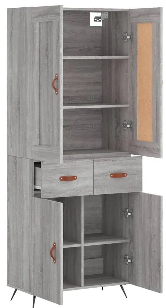 vidaXL Ντουλάπι Γκρι Sonoma 69,5 x 34 x 180 εκ. Επεξεργασμένο Ξύλο