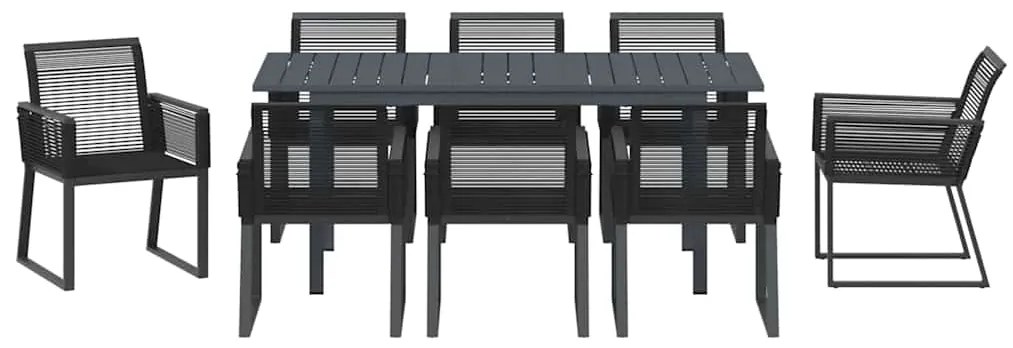 vidaXL Σέτ φαγητού για κήπο 9 pcs Μαύρο συνθετικό ρατάν