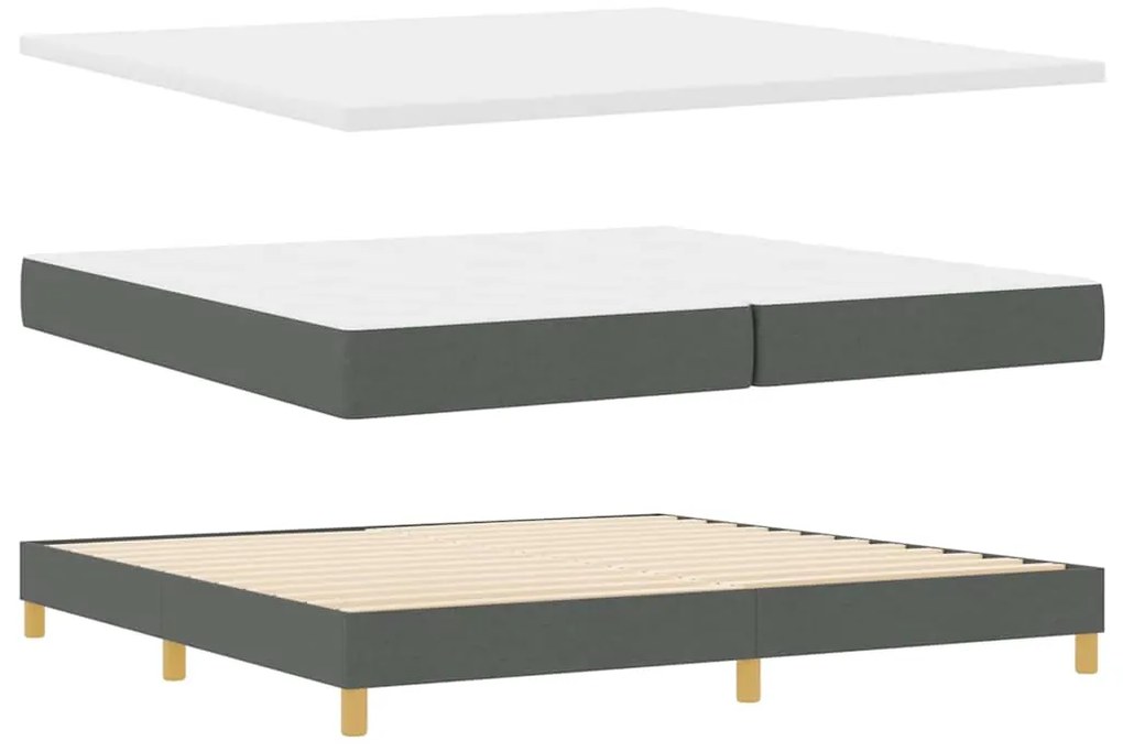 vidaXL Κρεβάτι box spring με στρώμα Σκούρο γκρι 200 x 200 cm ύφασμα