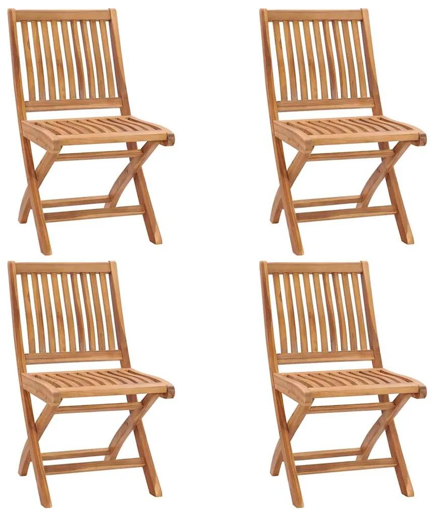vidaXL Καρέκλες Κήπου Πτυσσόμενες 4 τεμ. Μασίφ Ξύλο Teak με Μαξιλάρια