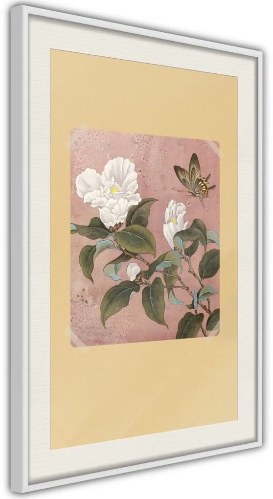 Αφίσα - Rhododendron and Butterfly - 20x30 - Χρυσό - Χωρίς πασπαρτού