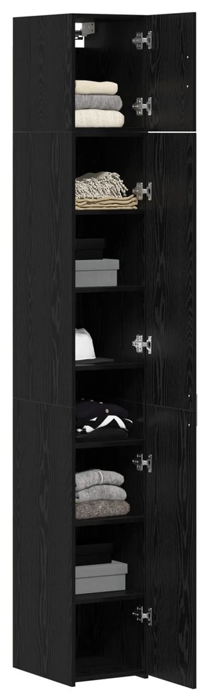 vidaXL Slim Storage Cabinet Μαύρος Δρυς 30x42.5x225 cm Επεξεργασμένο Ξύλο