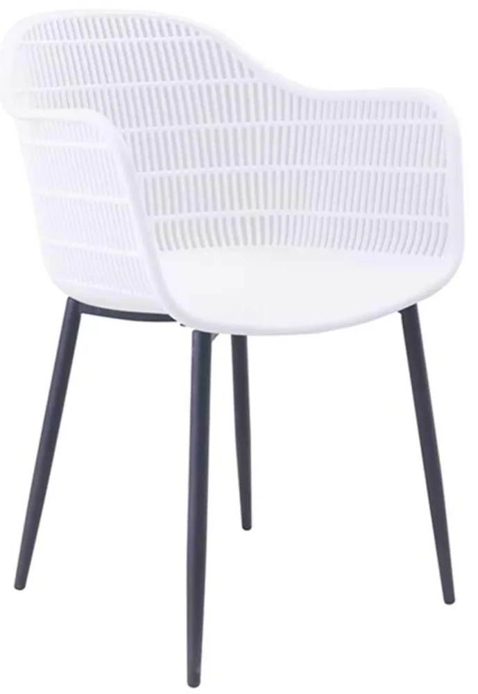 Πολυθρόνα BERRY Μεταλλική Μαύρη/PP-UV Λευκό 58x58x85cm (Σετ 4 ΤΕΜ)