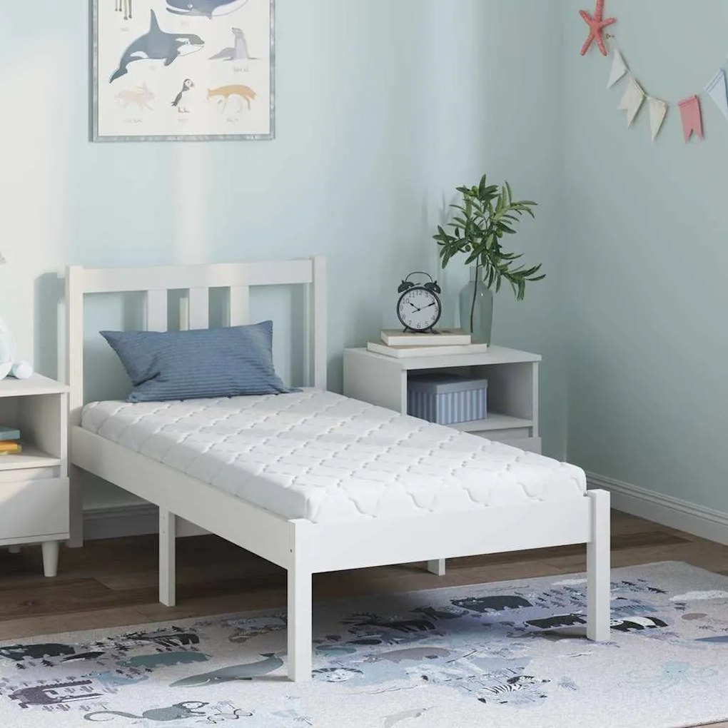 vidaXL Στρώμα με Επίστρωμα Καρύδας Λευκό 120 x 60 cm PU Αφρός