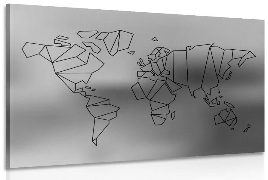 Εικόνα στυλιζαρισμένου παγκόσμιου χάρτη σε ασπρόμαυρο - 120x80
