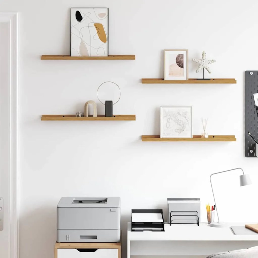 vidaXL Ράφι Τοίχου με ράφι 4 pcs Μπεζ 60 x 9 x 3 cm Επεξεργασμένο ξύλο