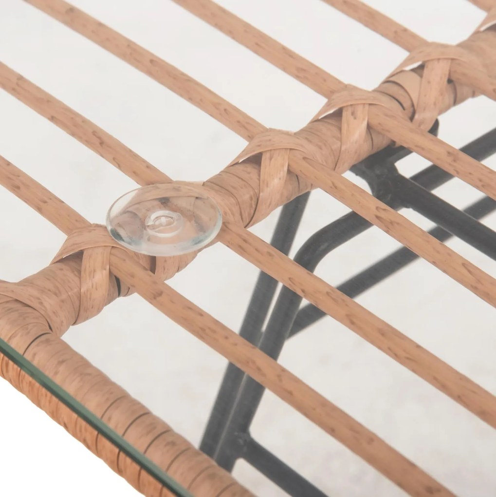 ΤΡΑΠΕΖΙ ΕΞ.ΧΩΡΟΥ ΧΑΜΗΛΟ ALLEGRA ΜΑΥΡΟ ΜΕΤΑΛΛΟ-ΜΠΕΖ WICKER 95X55X51.5Yεκ.