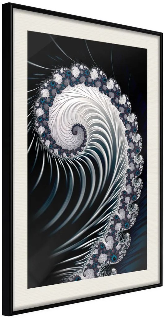 Αφίσα - Fractal Spiral (Negative) - 30x45 - Μαύρο - Με πασπαρτού