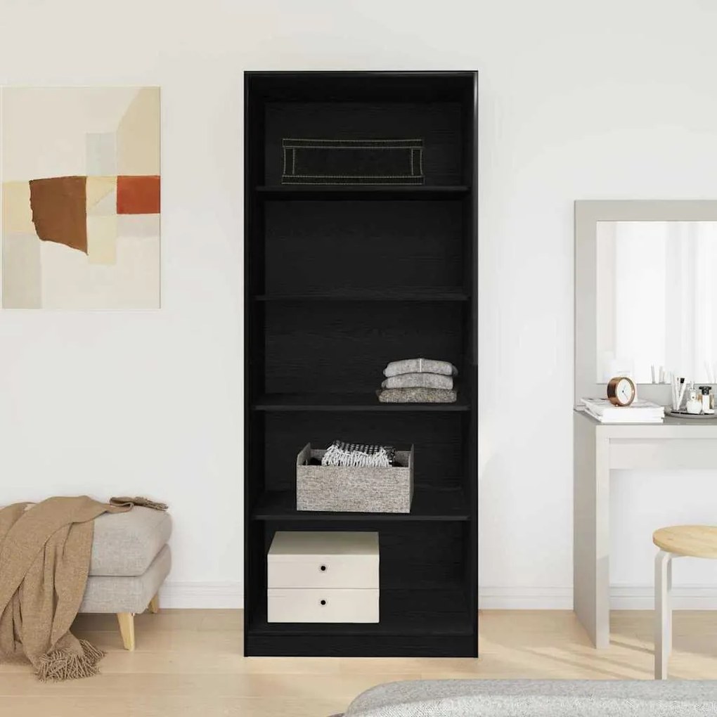 vidaXL Μαύρη Δρύινη Ντουλάπα 80 x 50 x 200 εκ. - Από ξύλο