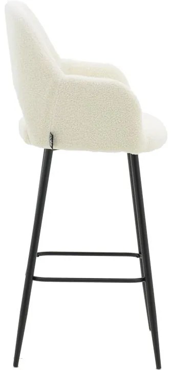 Σκαμπό bar Renish ύφασμα μπουκλέ εκρού και μεταλλικό μαύρο πόδι 51x57x114εκ 2αδα 51x57x114 εκ.