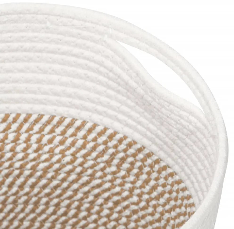 vidaXL Καλάθια Αποθήκευσης 2 Τεμ. Καφέ/Λευκό Ø28 x 28 εκ. Βαμβακερά