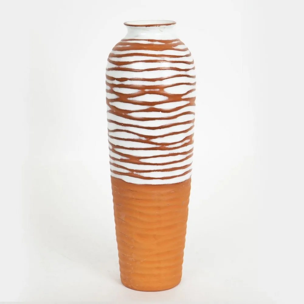 Βάζο Κεραμικό 752-20232 12,1x12,1x36,1cm Terracotta-White Estheti Home Ceramic