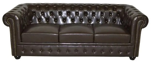 ΚΑΝΑΠΕΣ 3ΘΕΣΙΟΣ T.CHESTERFIELD HM3009.01 ΤΕΧΝΟΔΕΡΜΑ ΣΚΟΥΡΟ ΚΑΦΕ 208x90x73Υ εκ. (1 Τεμμάχια)