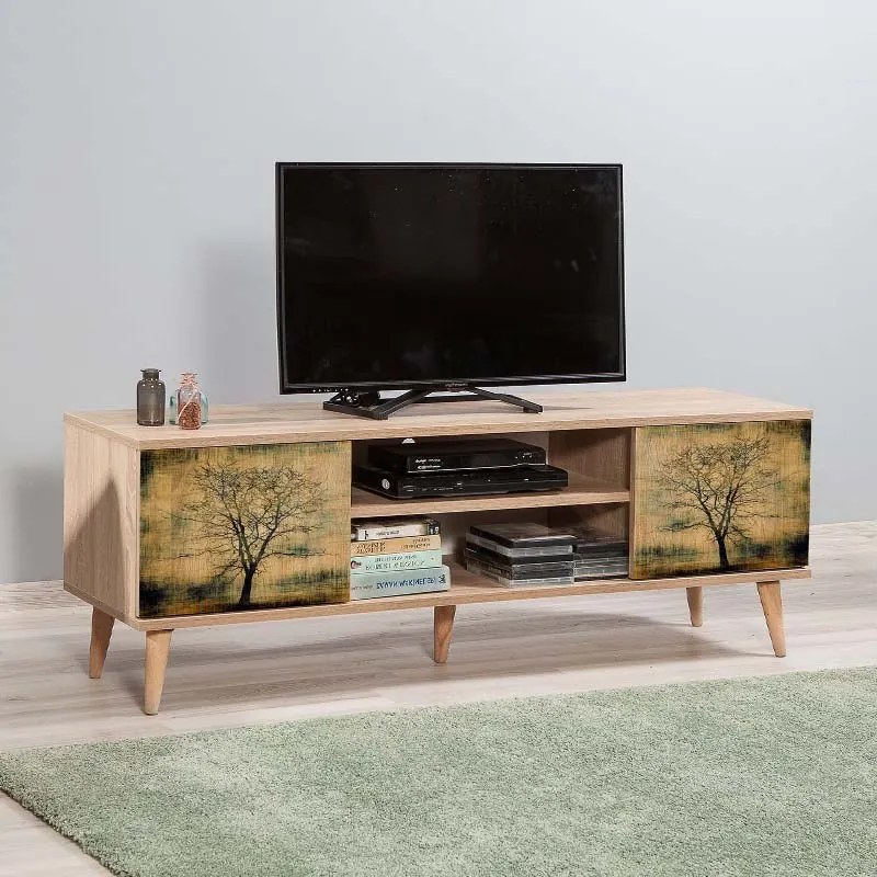 Έπιπλο τηλεόρασης Soho Megapap από μελαμίνη χρώμα sonoma 140x40x50 εκ.-GP052-0002,4