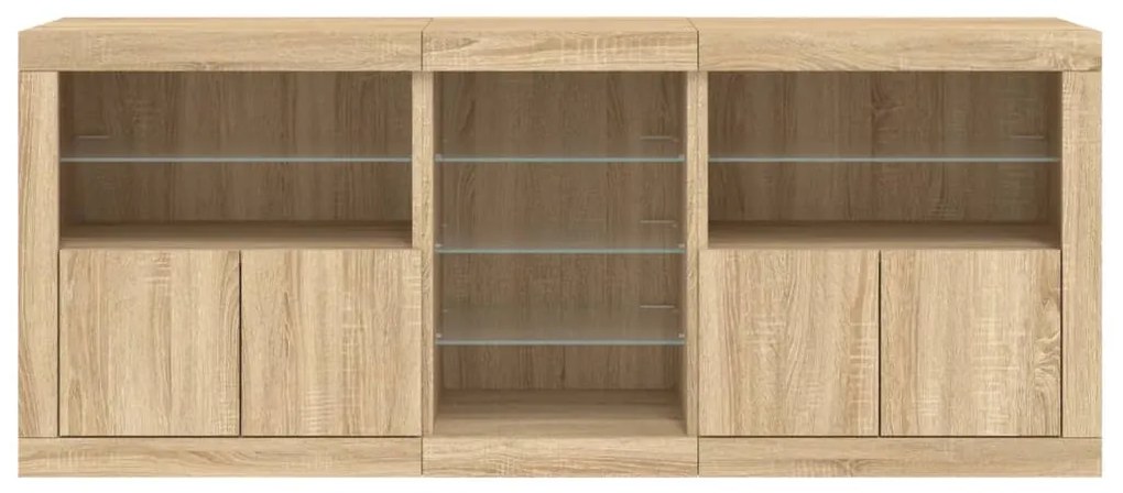 vidaXL Ντουλάπι με LED Sonoma Δρυς 162x37x67 εκ.