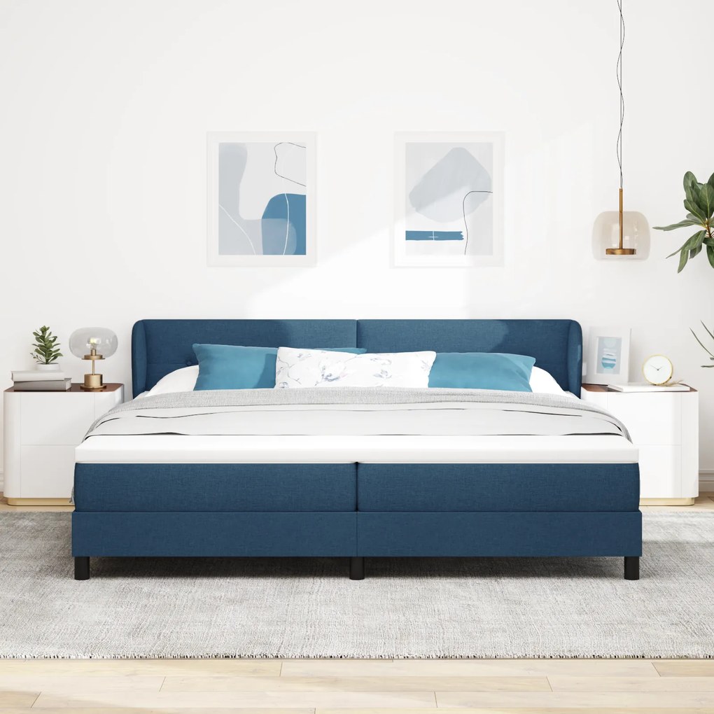 vidaXL Κρεβάτι Box Spring με στρώμα μπλε 200x200 εκ ύφασμα
