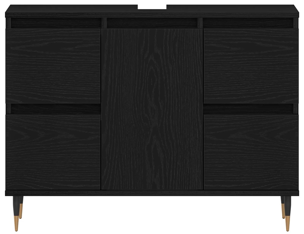 vidaXL Νιπτήρας μπάνιου Μαύρη Δρυς 80x33x60 εκ Επεξεργασμένο ξύλο