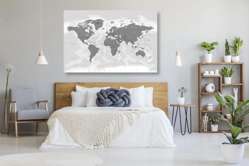 Εικόνα στον παγκόσμιο χάρτη φελλού με ασπρόμαυρη απόχρωση - 120x80  color mix