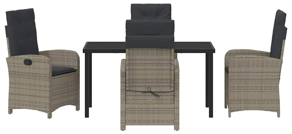 vidaXL Σέτ φαγητού για κήπο με μαξιλάρι 5 pcs Γκρι συνθετικό ρατάν