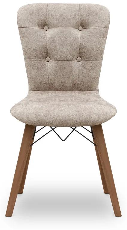Καρέκλα τραπεζαρίας Palmira Megapap υφασμάτινη χρώμα μπεζ - καρυδί πόδι 47x44x88εκ. - Ύφασμα - GP044-0002,1