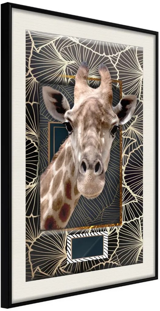 Αφίσα - Giraffe in the Frame - 30x45 - Μαύρο - Με πασπαρτού