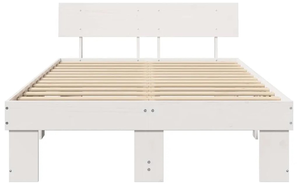 vidaXL Σκελετός Κρεβατιού Λευκό 135 x 190 cm Μασίφ ξύλο πεύκου