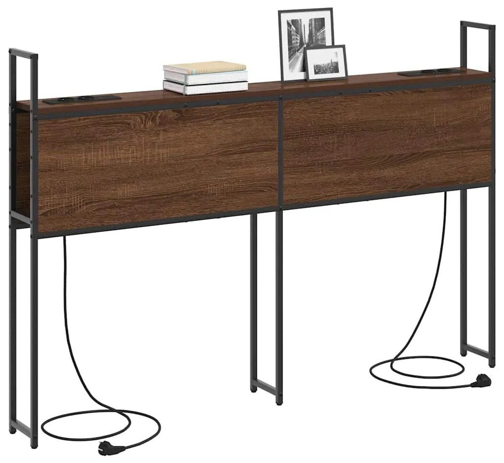 vidaXL Κεφαλάρι Αποθήκης με Σταθμό Φόρτισης με ράφι Καφέ δρυς 160 cm