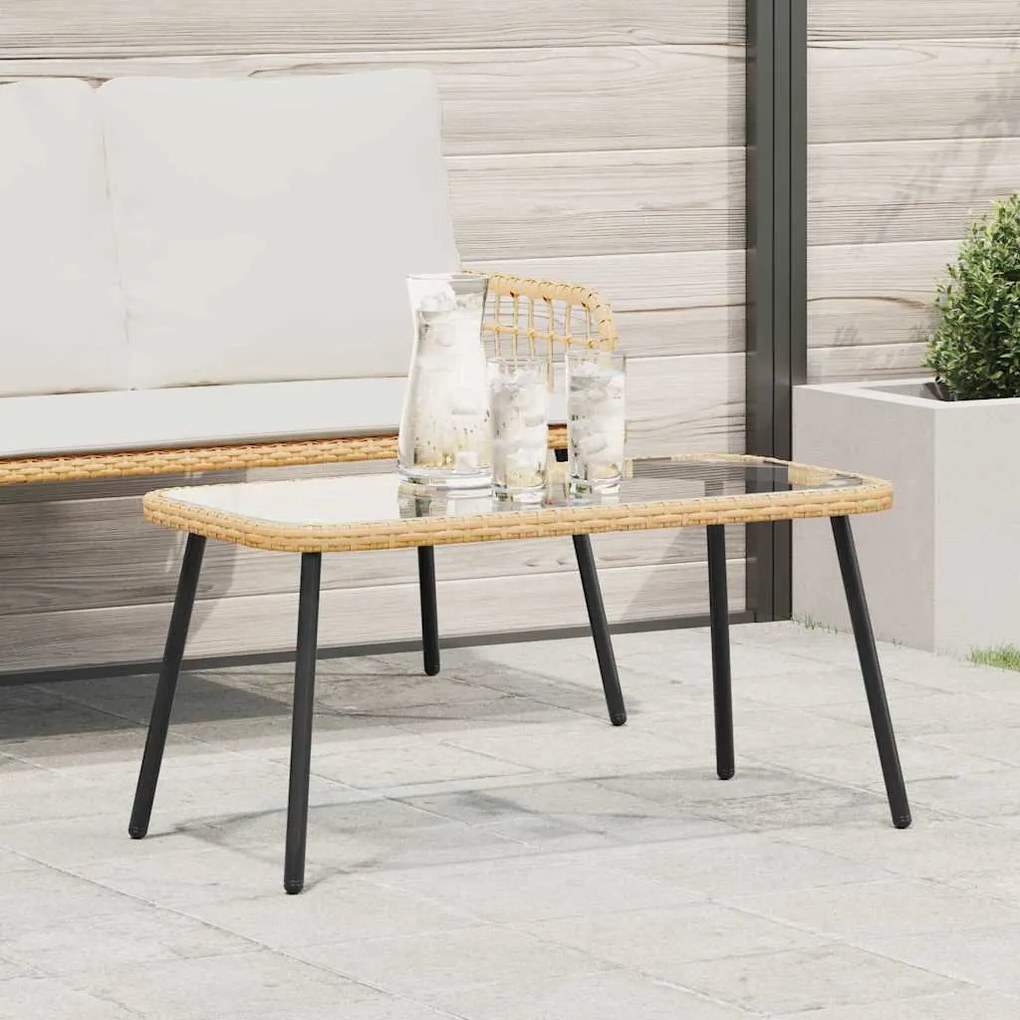 vidaXL Τραπέζι καφέ Φυσικό 90x45x42 εκ. Πολυ Ρατάν