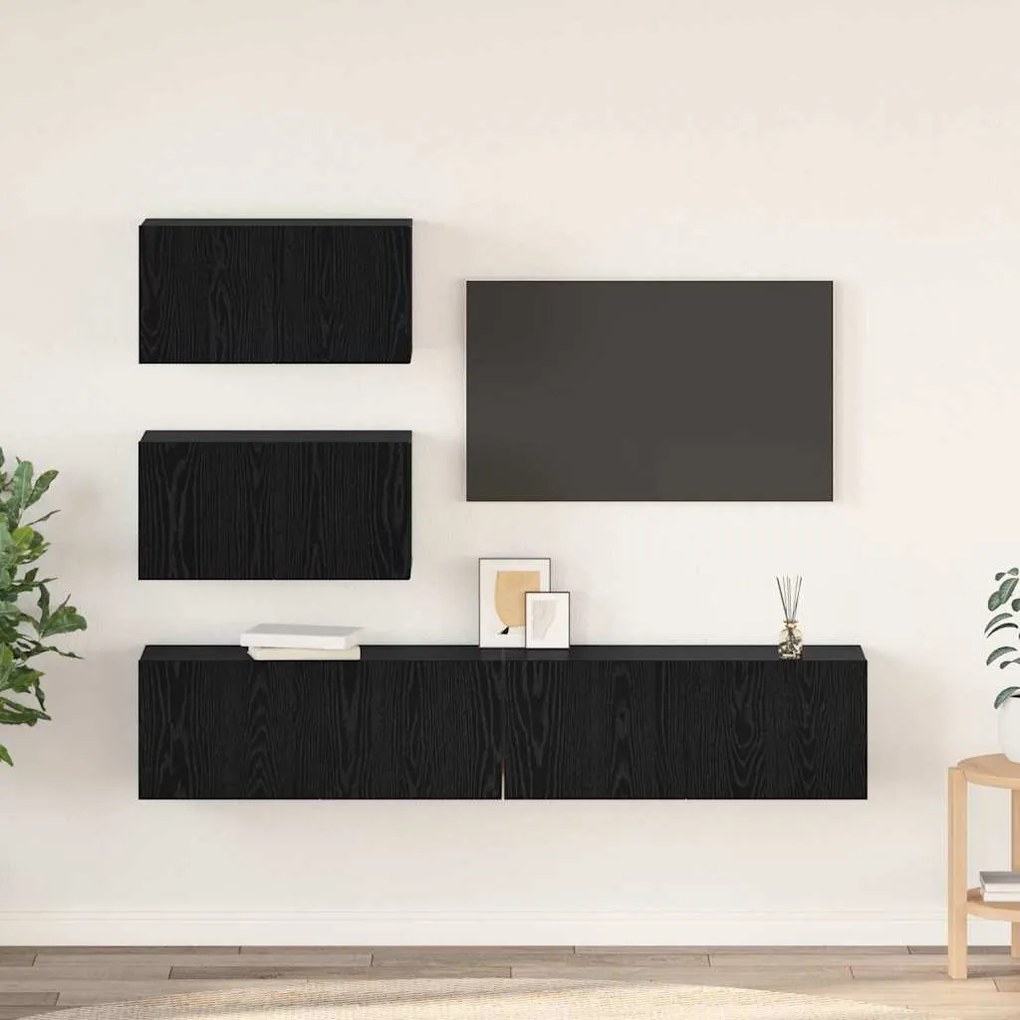 vidaXL Σετ επίπλου τηλεόρασης 4 pcs Μαύρη δρυς 80 x 30 x 30 εκ