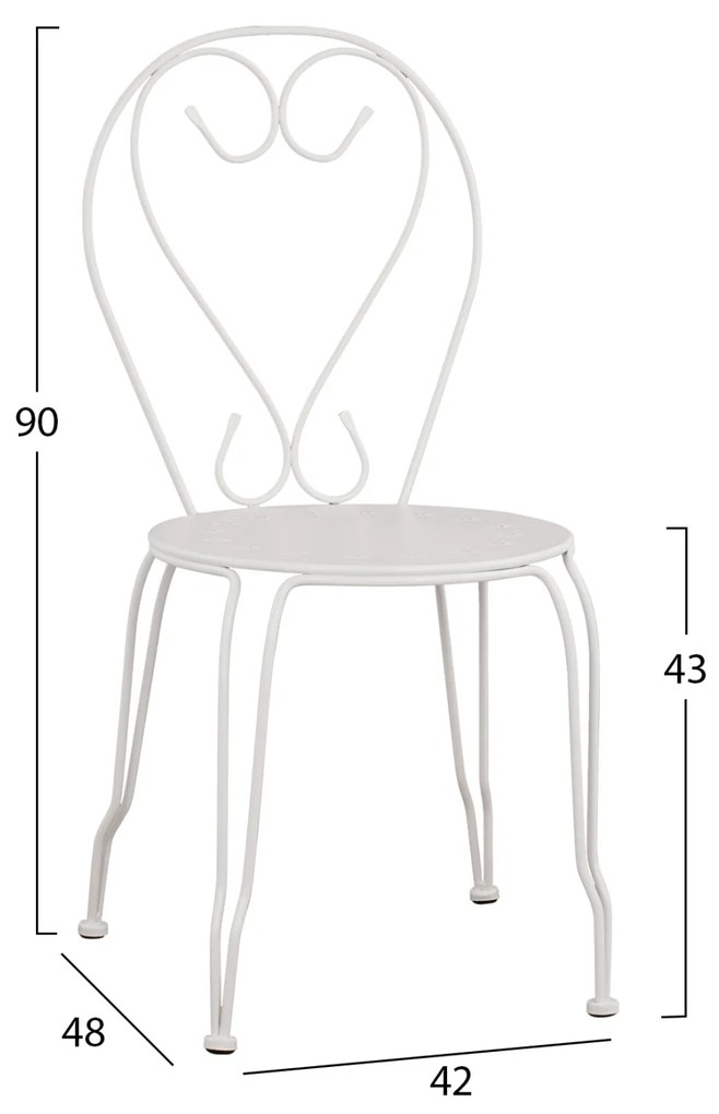 ΚΑΡΕΚΛΑ ΜΕΤΑΛΛΙΚΗ AMORE ΛΕΥΚΗ 42x48x90 εκ. HM5007.12 - 0605224 - HM5007.12