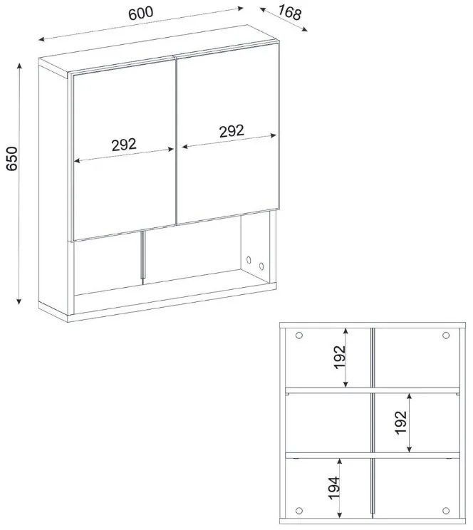 Καθρέπτης μπάνιου Trama Μegapap χρώμα λευκό 60x16,8x65εκ.
