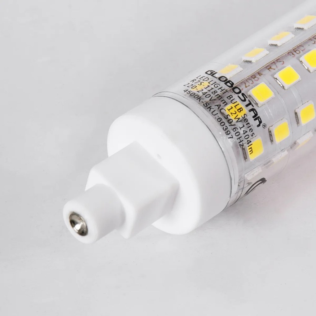 GloboStar® 60396 Λάμπα LED R7S 118mm 12W 1452lm 360° AC 220-240V IP20 Φ2 x Υ11.8cm Ψυχρό Λευκό 6000K - 3 Years Warranty