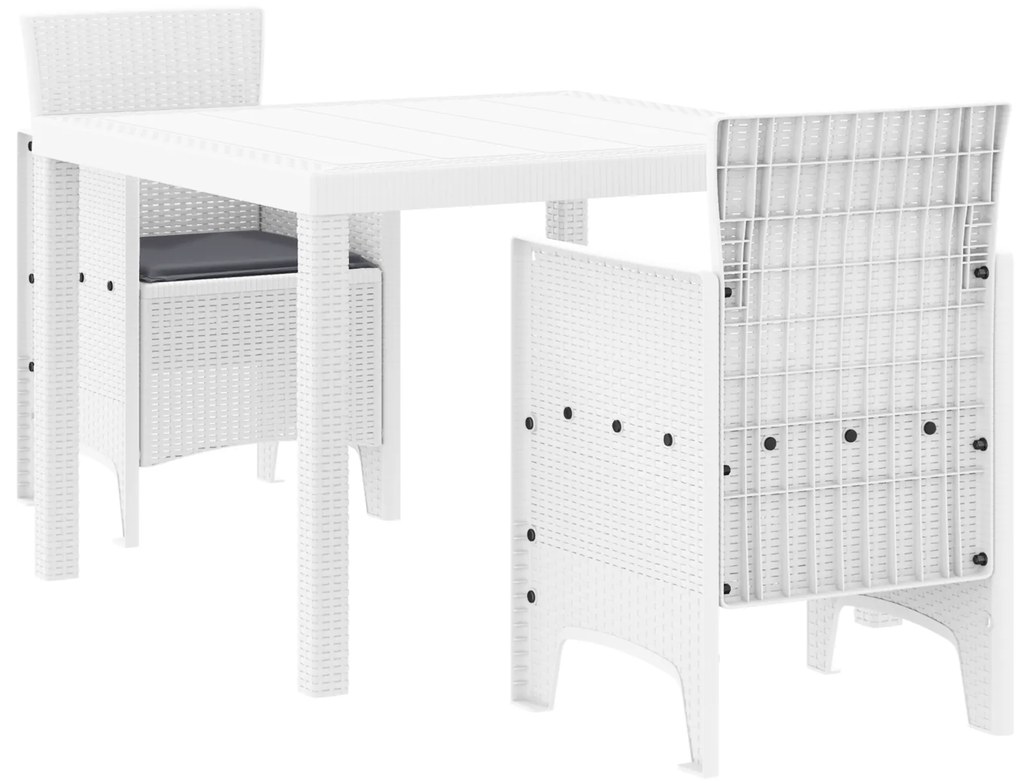 vidaXL Σετ εξωτερικής τραπεζαρίας 3 pcs Λευκό 100 x 100 x 73 εκ
