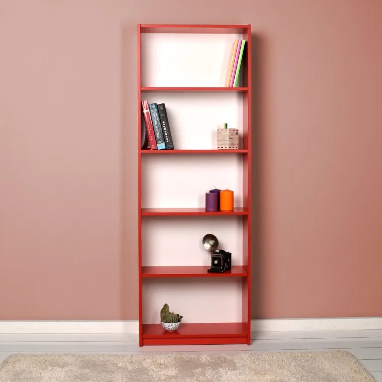 Max Βιβλιοθηκη Με 5 Ραφια  χρώμα Κόκκινο 58x23x170 εκ.