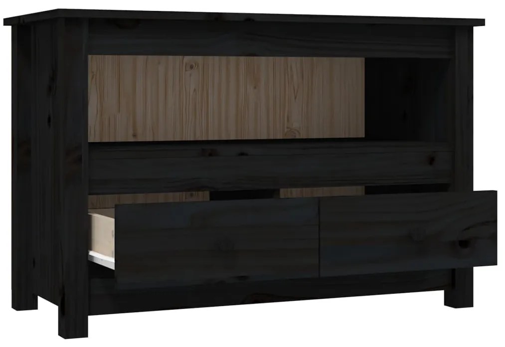 vidaXL Έπιπλο Τηλεόρασης Μαύρο 79x35x52 εκ. από Μασίφ Ξύλο Πεύκου