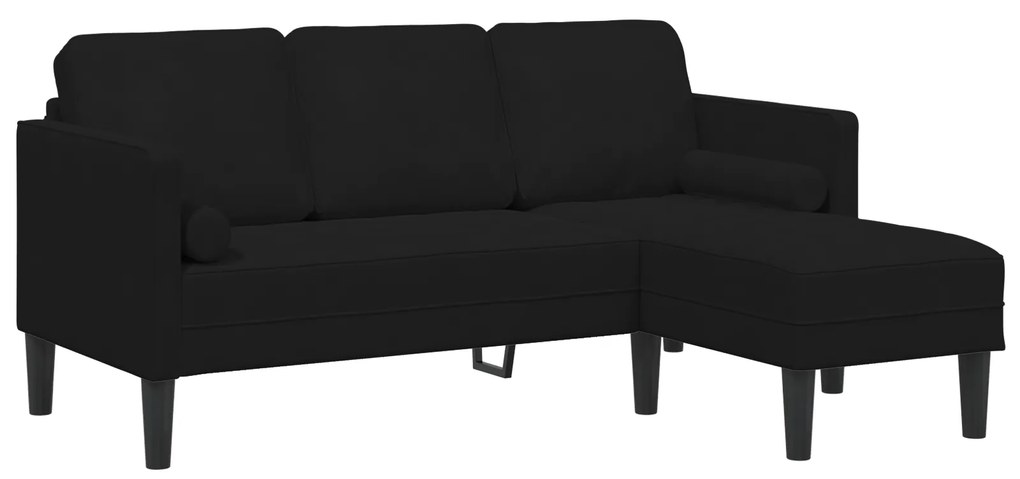 vidaXL Καναπές 3 Θέσεων με Chaise L-shaped Μαύρος 160 εκ Βελούδο