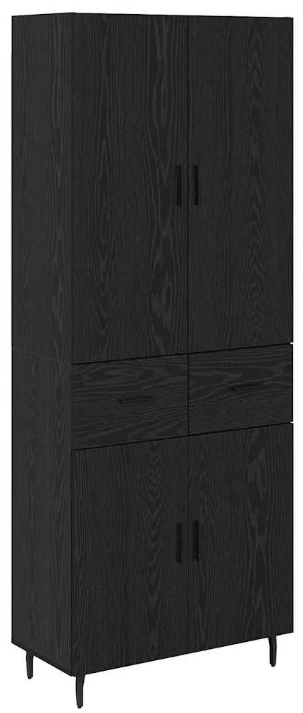 vidaXL Highboard με συρτάρι 2 pcs Μαύρη δρυς Σύνθετο Ξύλο και Γυαλί