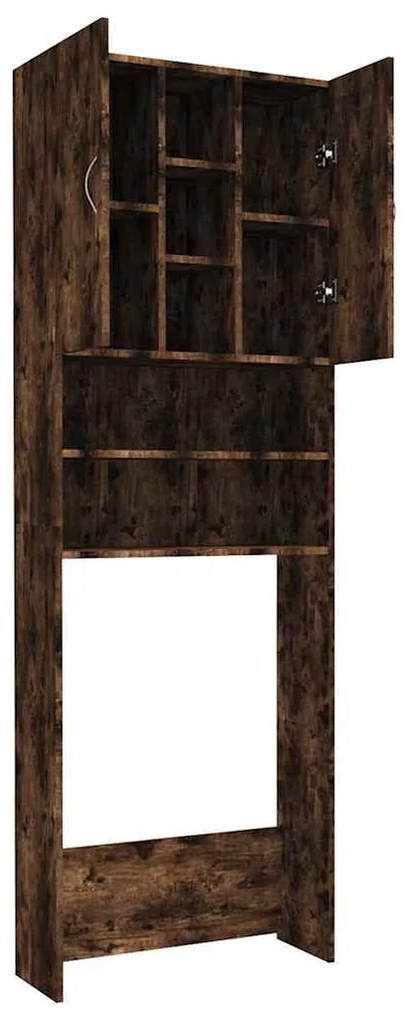 vidaXL Ντουλάπι Πλυντηρίου Καπνιστή Δρυς 64 x 25,5 x 190 εκ.