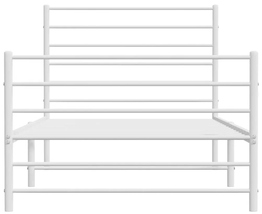 Πλαίσιο Κρεβατιού με Κεφαλάρι/Ποδαρικό Λευκό 90x190 εκ. Μέταλλο - Λευκό