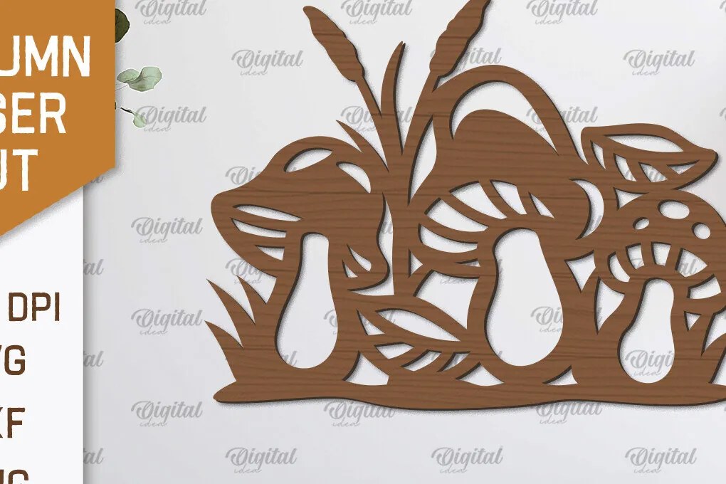 Σετ των 2 Intra απο ξύλο plywood 3mm-4mm πάχος Φθινοπωρινή διακόσμηση τοίχου με λέιζερ. Φθινοπωρινό Δίασταση 30x20 cm INTRAFABR-101607152