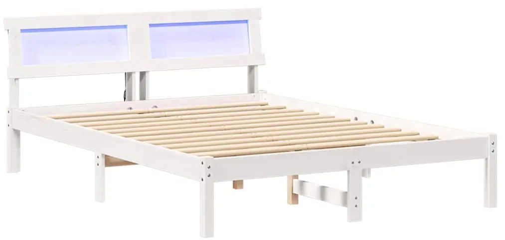 vidaXL Σκελετός Κρεβατιού Λευκό 140 x 190 cm Μασίφ ξύλο πεύκου