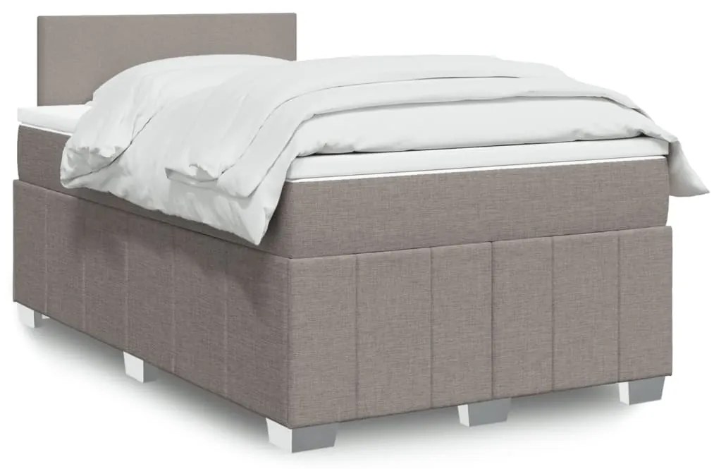 Κρεβάτι Boxspring με Στρώμα Taupe 120x190 εκ. Υφασμάτινο