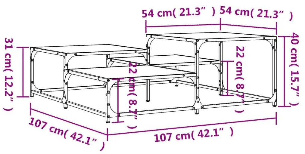 Τραπεζάκι Σαλονιού Sonoma Δρυς 107 x 107 x 40 εκ. Επεξεργ. Ξύλο - Καφέ