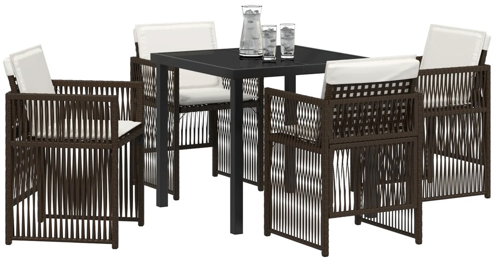 vidaXL Καφετί Σετ Κήπου για Φαγητό 5 pcs Καφέ Ατσάλι