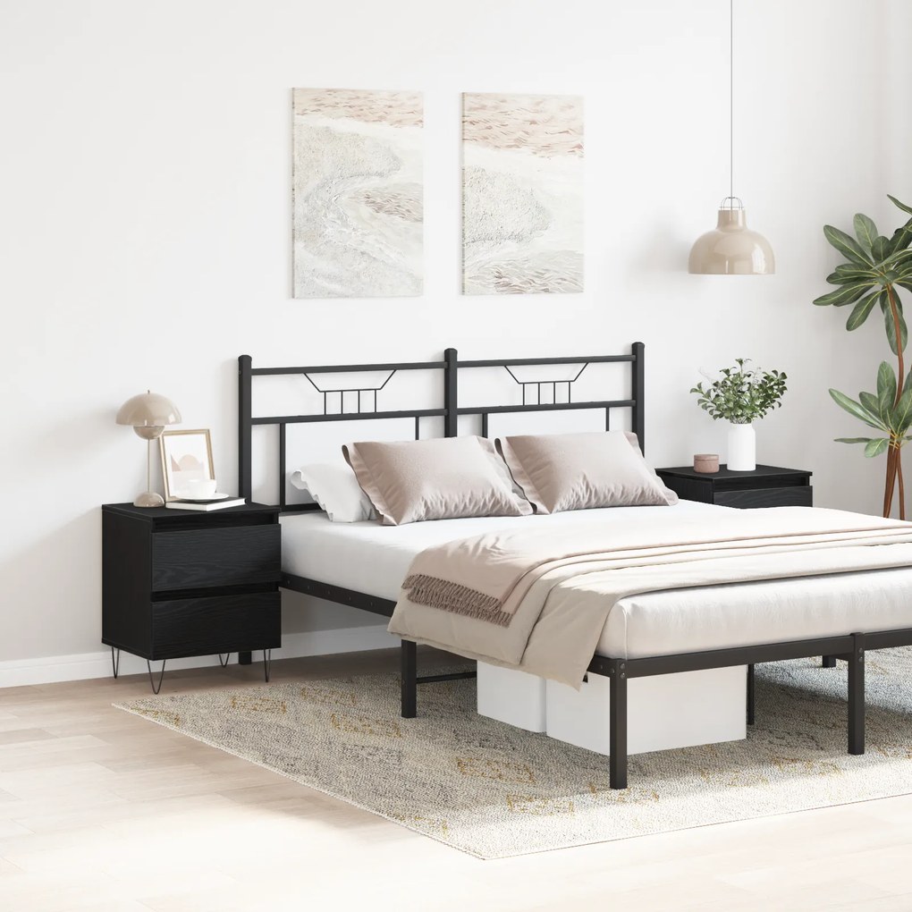 vidaXL Κομοδίνα 2 τεμάχια Μαύρη Δρυς 40x35x50 εκ Επεξεργασμένο Ξύλο
