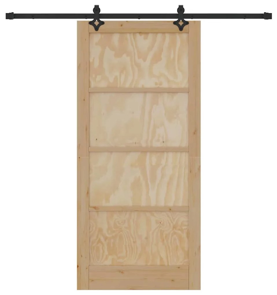 vidaXL Συρόμενη Πόρτα Φυσικό και μαύρο 93 x 202 cm