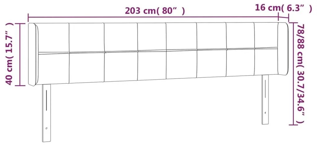 Κεφαλάρι Κρεβατιού LED Σκούρο Πράσινο 203x16x78/88εκ. Βελούδινο - Πράσινο